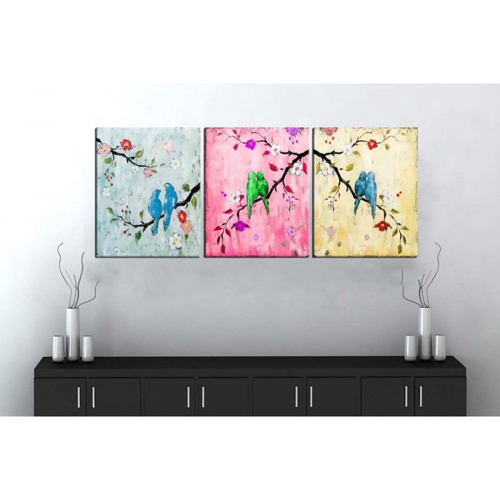 sn17 Retro Konsept Daldaki Kuşlar Üç Parçalı Kanvas Tablo 50x105cm sn17 Retro Konsept Daldaki Kuşlar Üç Parçalı Kanvas Tablo 50x105cm