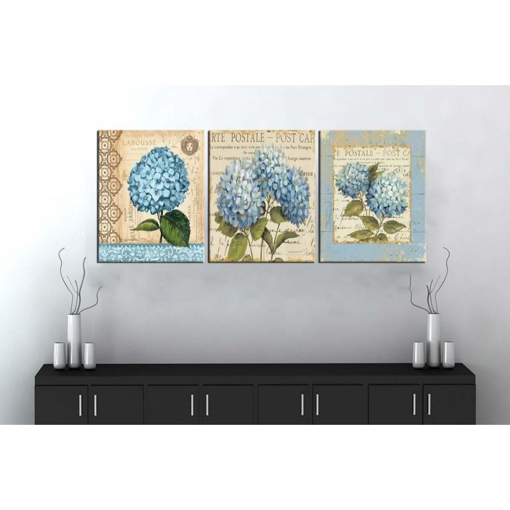 sn18 Retro Konsept Mavi Çiçekler Üç Parçalı Kanvas Tablo 50x105cm sn18 Retro Konsept Mavi Çiçekler Üç Parçalı Kanvas Tablo 50x105cm