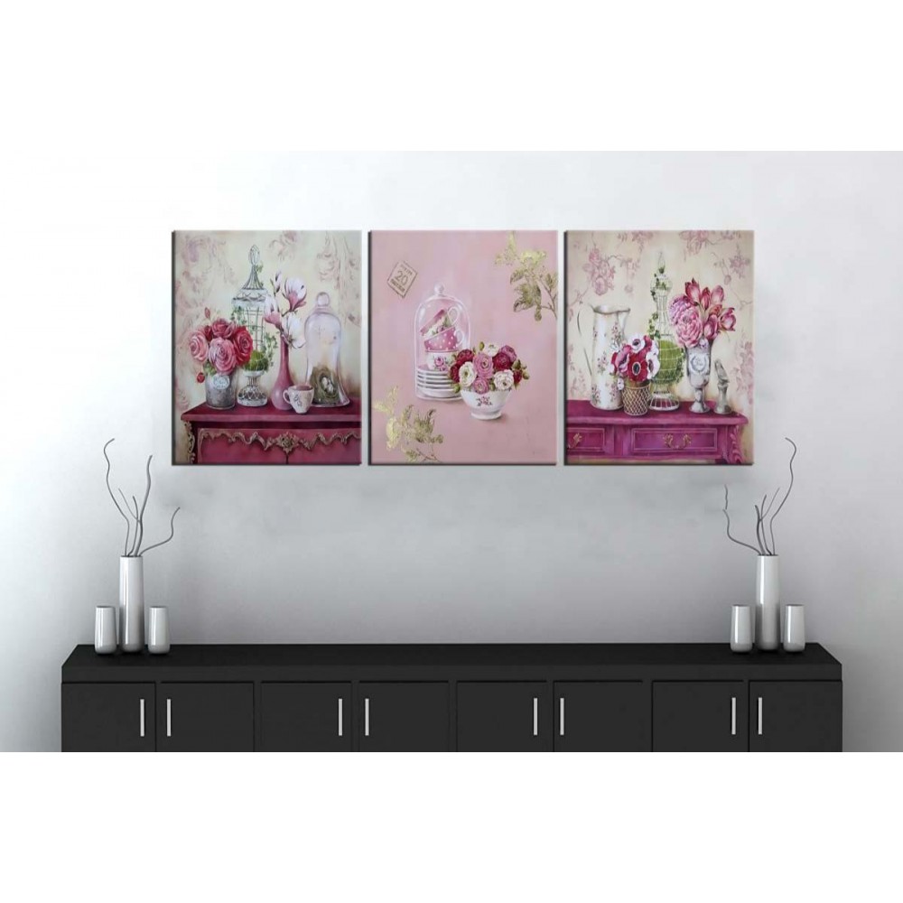 sn24 Retro Konsept Çiçekler Üç Parçalı Kanvas Tablo 50x105cm sn24 Retro Konsept Çiçekler Üç Parçalı Kanvas Tablo 50x105cm