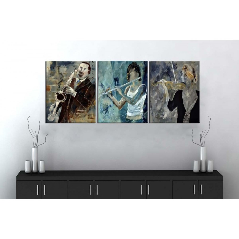 sn25 Retro Konsept Müzisyenler Üç Parçalı Kanvas Tablo 50x105cm sn25 Retro Konsept Müzisyenler Üç Parçalı Kanvas Tablo 50x105cm
