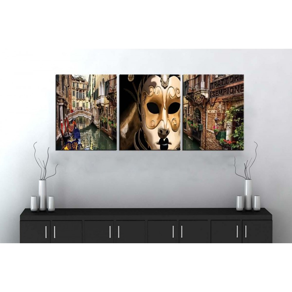 sn27 Retro Konsept Venedik Üç Parçalı Kanvas Tablo 50x105cm sn27 Retro Konsept Venedik Üç Parçalı Kanvas Tablo 50x105cm
