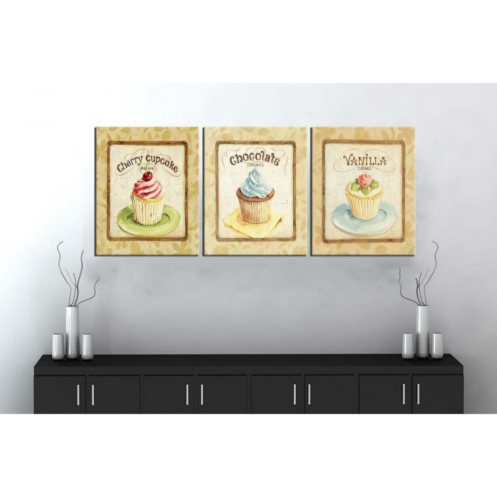 sn3 Retro Konsept Kekler Üç Parçalı Kanvas Tablo 50x105cm sn3 Retro Konsept Kekler Üç Parçalı Kanvas Tablo 50x105cm