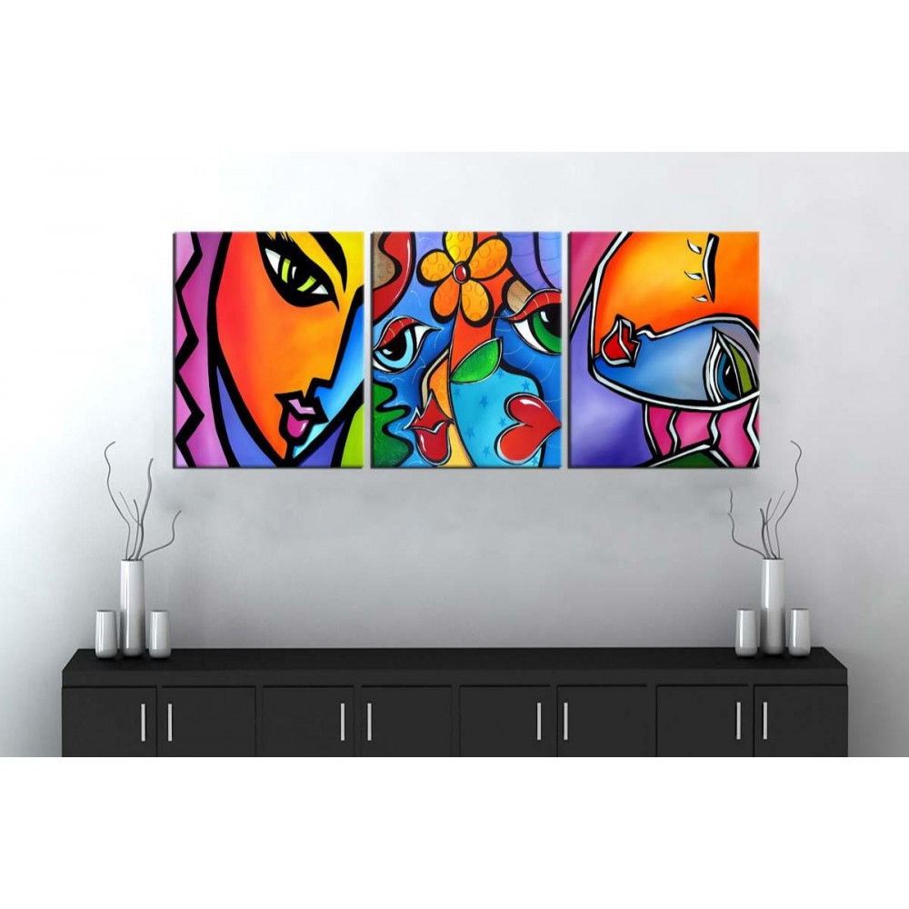 sn30 Retro Konsept Renkli Dekoratif Üç Parçalı Kanvas Tablo 50x105cm sn30 Retro Konsept Renkli Dekoratif Üç Parçalı Kanvas Tablo 50x105cm