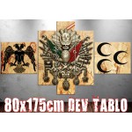 Dev10 Osmanlı Arma Dev Kanvas Tablo Kartal Üç Hilal 80x175cm