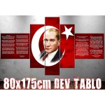 Dev13 Atatürk İstiklal Marşı Gençliğe Hitabe Kanvas Tablo 80x175cm