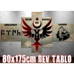 Dev3 Göklerden Gelen Bozkurt Kartal Kayı 80x175cm Dev Kanvas Tablo