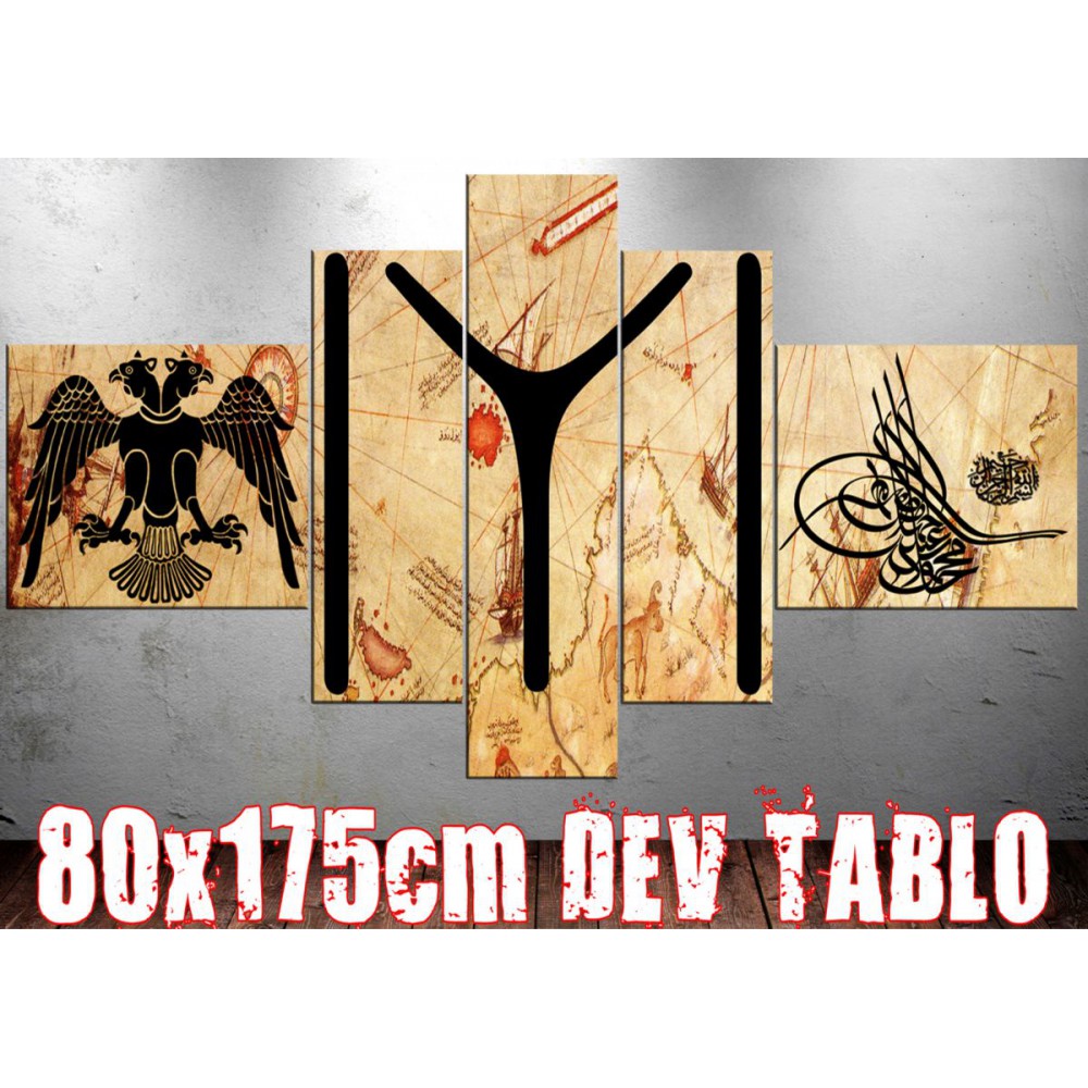 Dev4 Kayı Tuğra Kartal 80x175cm Dev Kanvas Tablo