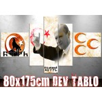 Dev52 Devlet Bahçeli MHP Bozkurt Ülkücü Tablo 80x175cm