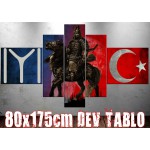 Dev6 Türk Savaşçı Kayı Ayyıldız 80x175cm Dev Kanvas Tablo