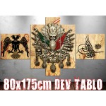 Dev9 Osmanlı Arma Tuğra Kartal 80x175cm Dev Kanvas Tablo