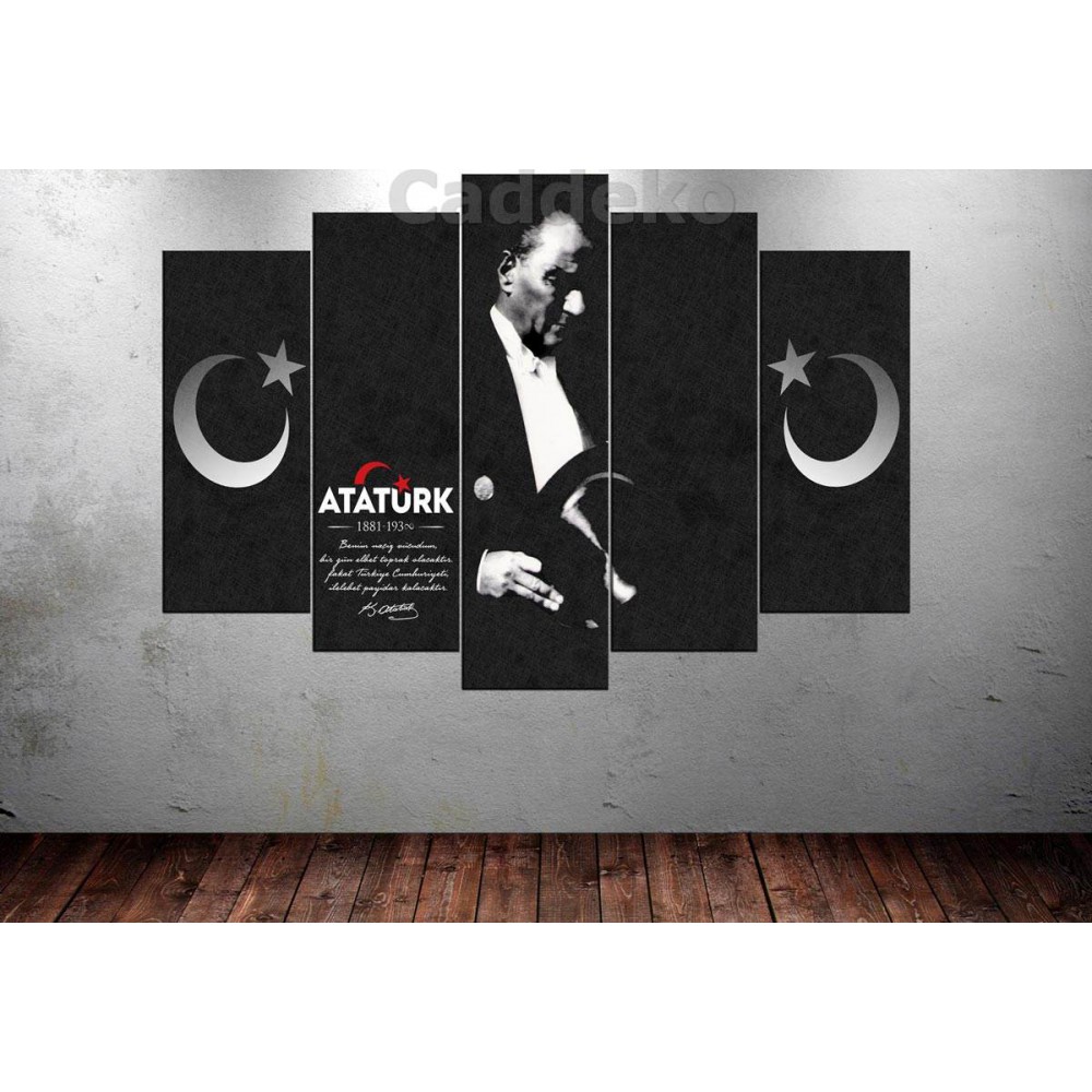 Ata241 Atatürk Benim Naçiz Vücudum 5 Parça Kanvas Tablo Ata241 Atatürk Benim Naçiz Vücudum 5 Parça Kanvas Tablo