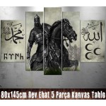GNS23 Alparslan Savaşçı 5 Parçalı Kanvas Tablo 80x145cm