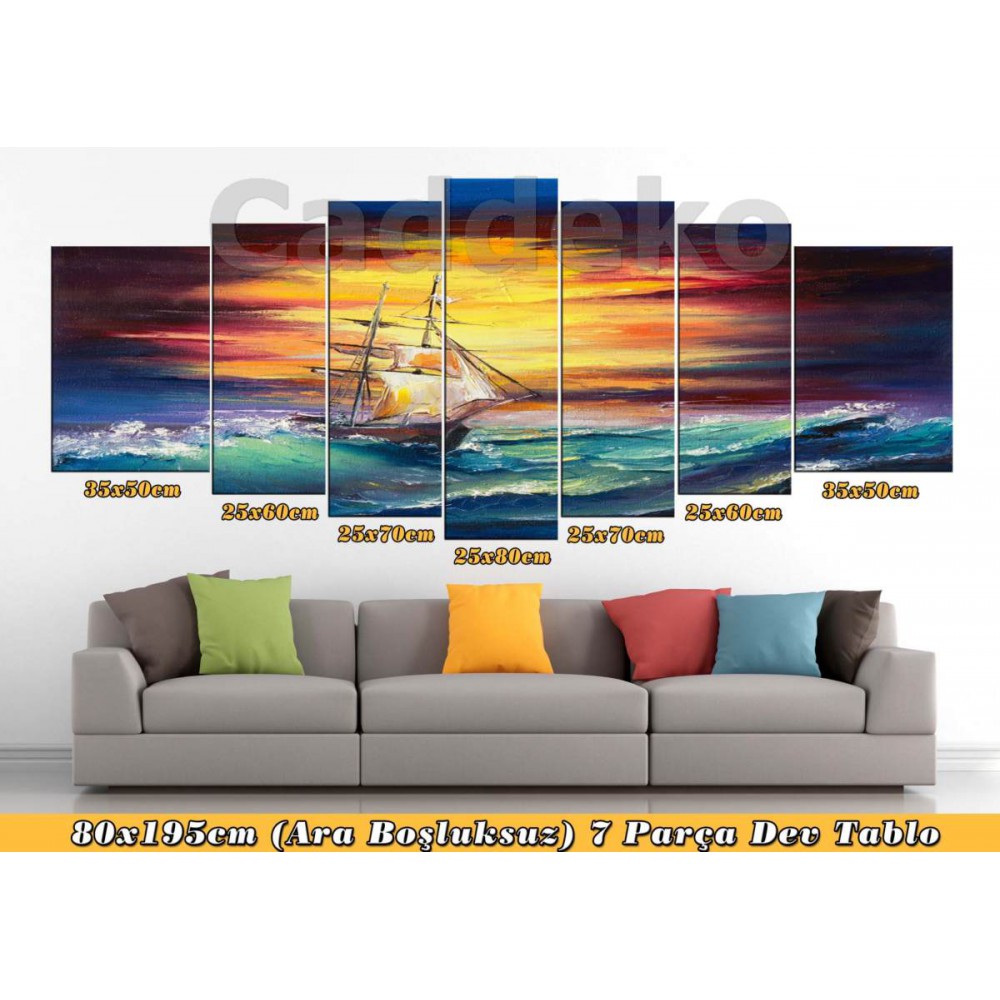 dkr48 7 Parça Kanvas Tablo Yağlı Boya Görünüm Yelkenli Gemi 80x195cm dkr48 7 Parça Kanvas Tablo Yağlı Boya Görünüm Yelkenli Gemi 80x195cm