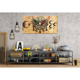 GNS1 Osmanlı Arma Hilal Panoramik Kanvas Tablo