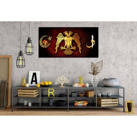 GNS14 Selçuklu Kartal Vav Elif Panoramik Kanvas Tablo