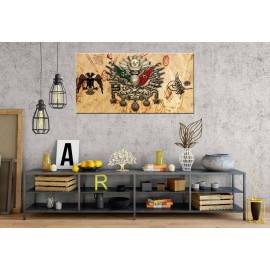 GNS3 Osmanlı Arma Tuğra Kartal Panoramik Kanvas Tablo