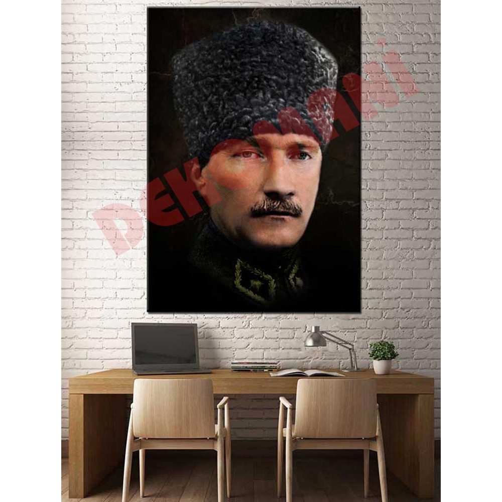 Gazi Mustafa Kemal Atatürk Kalpaklı Kanvas Tablo slm33 Gazi Mustafa Kemal Atatürk Kalpaklı Kanvas Tablo slm33