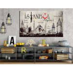 zc48 İstanbul Tablosu Kız Kulesi, Galata Kulesi, Topkapı Sarayı, Ayasofya