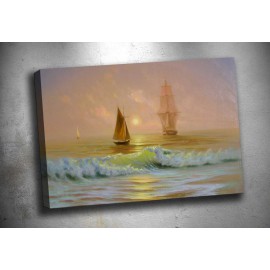 op36 Denizde Gemiler Yağlı Boya Reprodüksiyon Kanvas Tablo