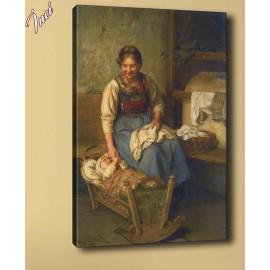 yb185 Anne ve Bebek Yağlı Boya Reprodüksiyon Kanvas Tablo