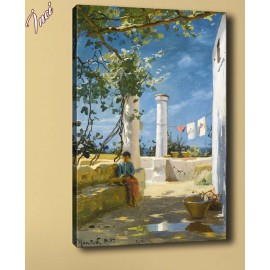 yb56 Kadın ve Kedi Yağlı Boya Reprodüksiyon Kanvas Tablo