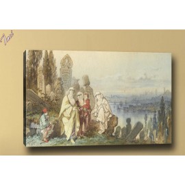 yb89 Osmanlı Mezarlık Yağlı Boya Reprodüksiyon Kanvas Tablo